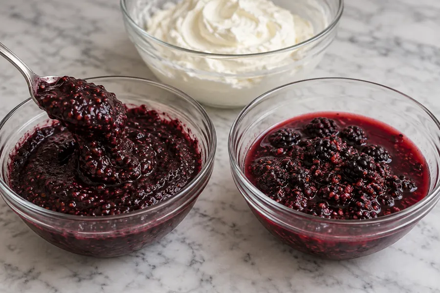 Thick fruit base compared with watery thaw liquid
